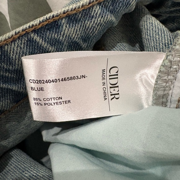 Cider Jeans Womens XS Wide Leg Mid Rise Bowknot Tie Cargo Jean Light Wash Blue - Picture 7 of 8